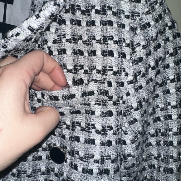 New Rachel Zoe Black White Double Breasted Tweed Button Blazer Jacket Career XS - Picture 8 of 11